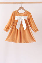 Gold velvet bow dress