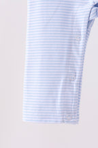 Blue turkey embroidery stripe romper