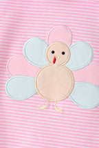 Pink turkey embroidery stripe pants set