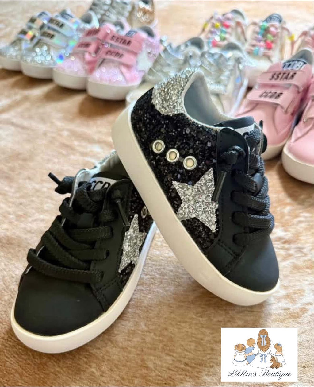 Black Sparkle Star Sneaker #4