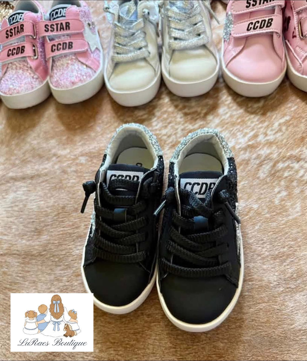 Black Sparkle Star Sneaker #4