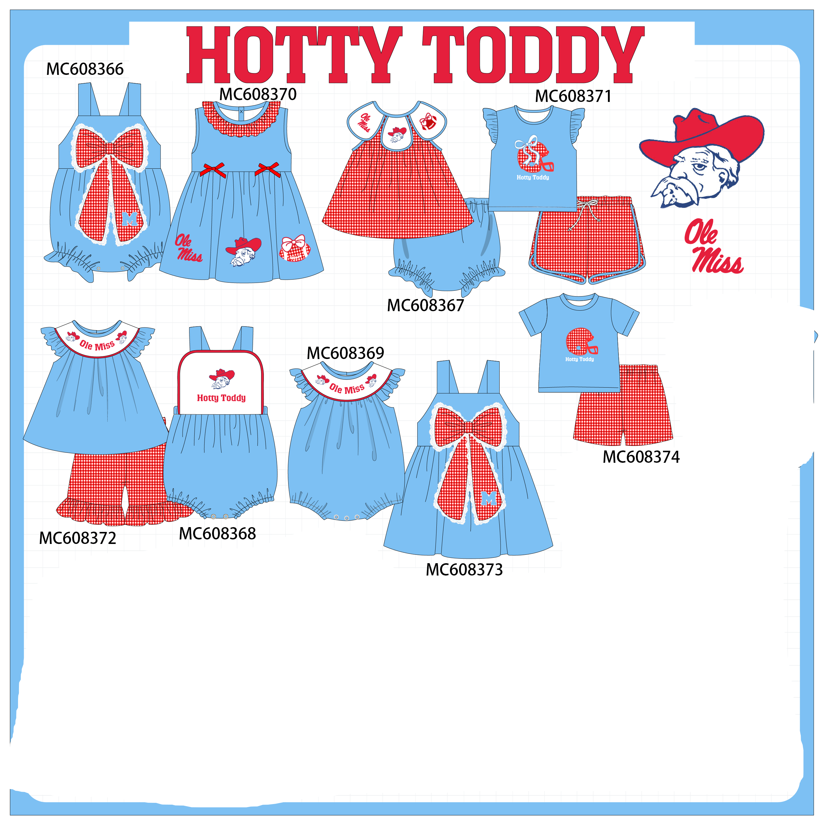 PO101 Blue Mississippi Ole Miss embroidery collection 1