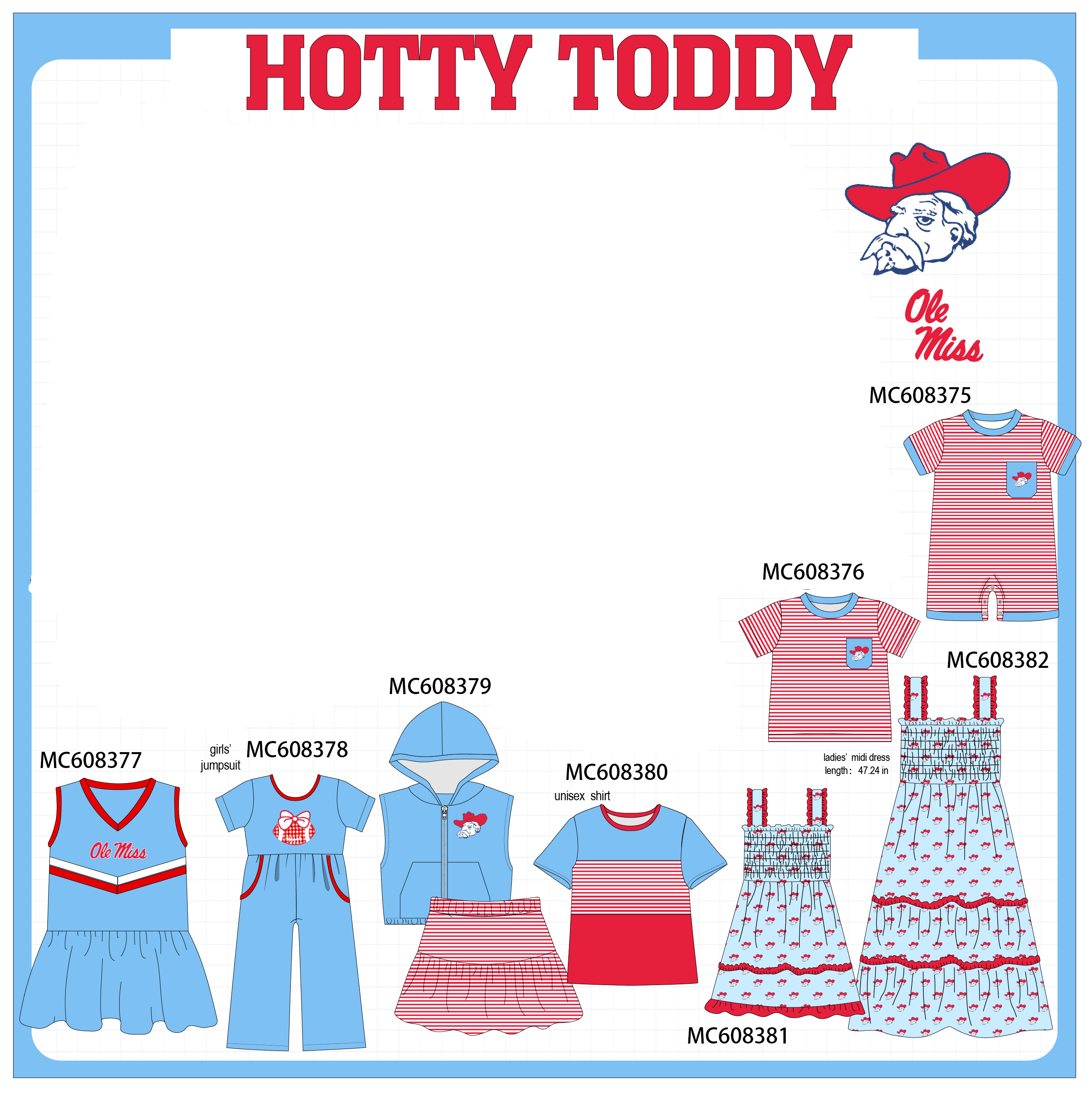 PO101 Blue Mississippi Ole Miss embroidery collection 2