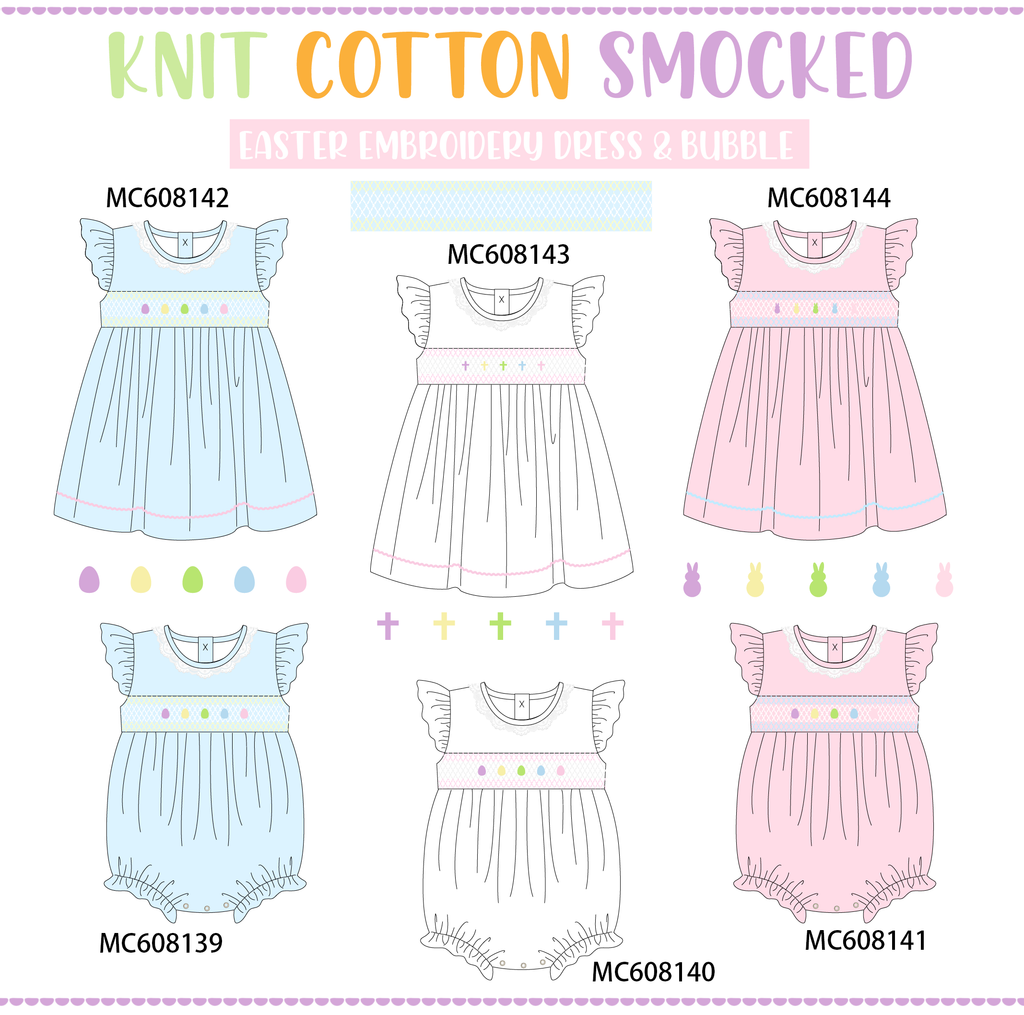 PO101 Blue&pink easter egg smocked collection