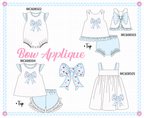 PO101 Blue bow applique dot ruffle collection