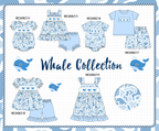 PO101 Blue camouflage whale embroidery ruffle collection