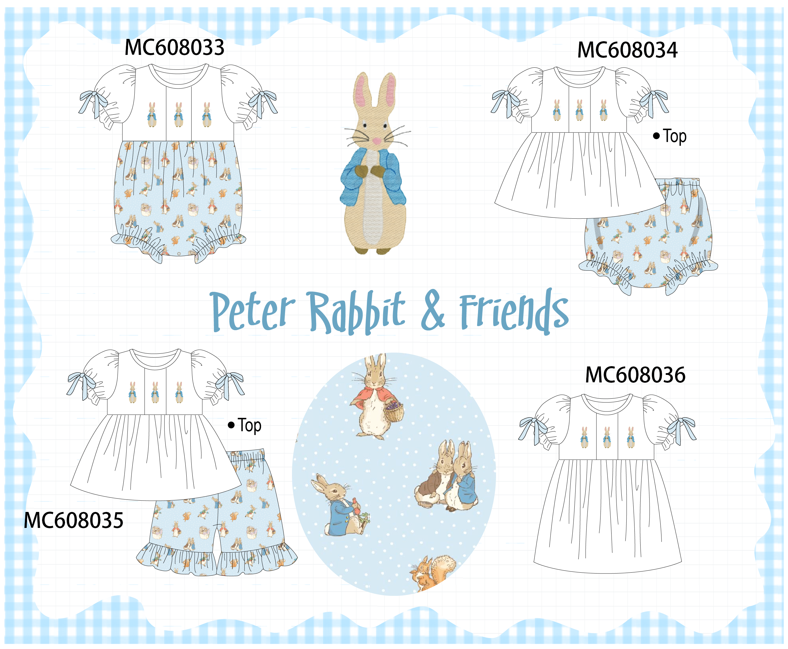 PO101 Blue easter peter rabbit embroidery collection