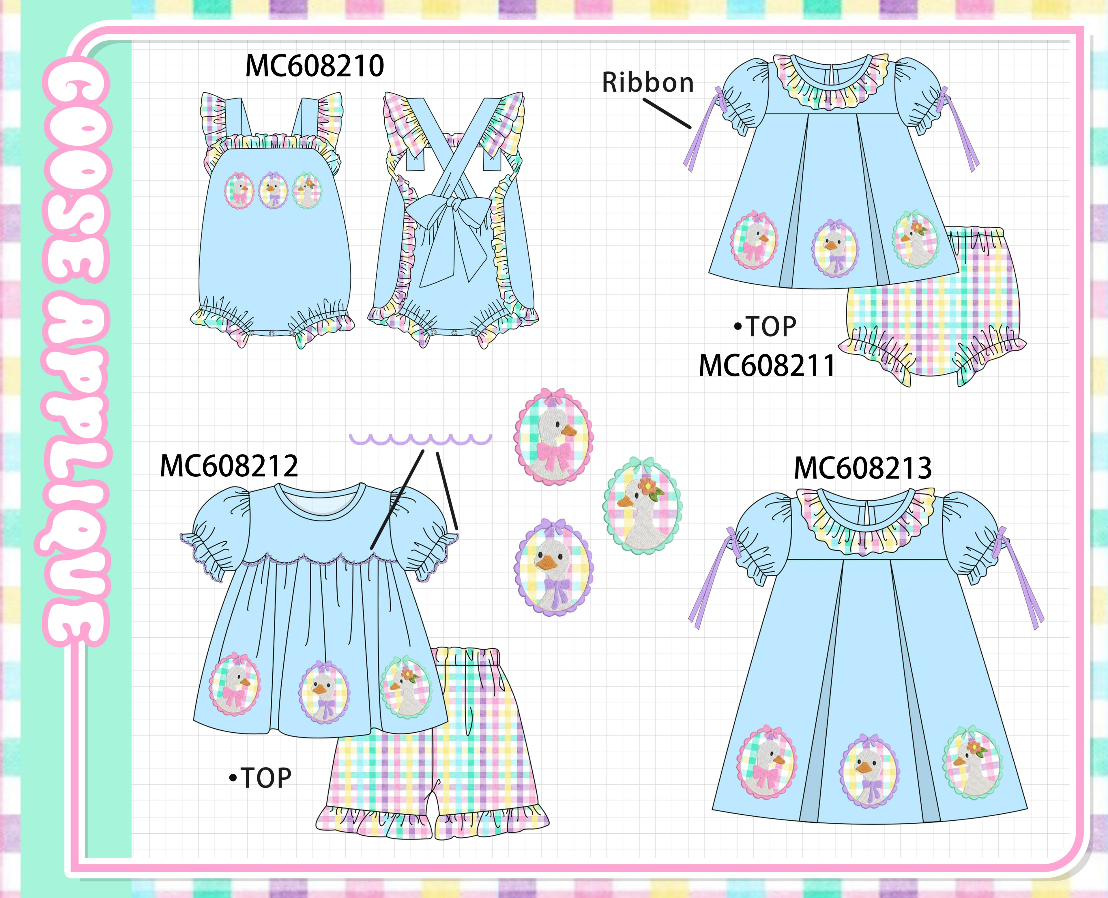 PO101 Blue goose applique gingham collection