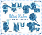 PO101 Blue palm print swimsuit collection