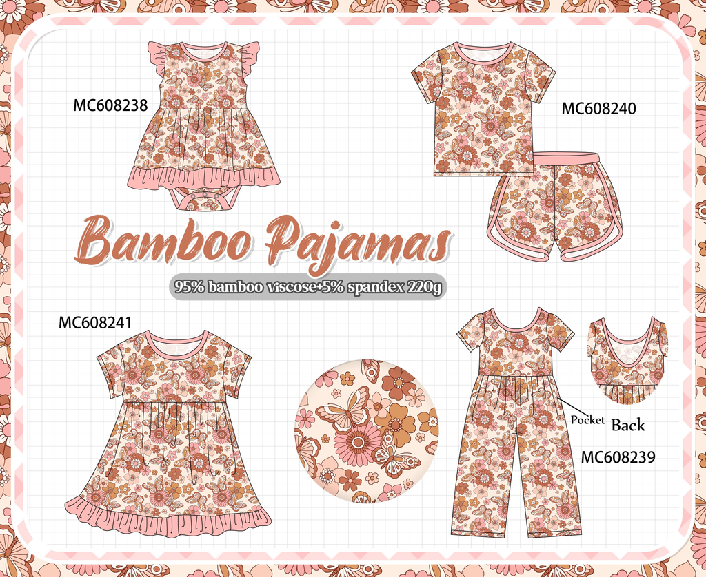 PO101 Brown floral butterfly bamboo collection