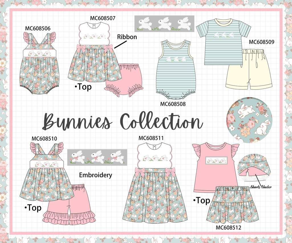 PO101 Easter bunny embroidery bow stripe collection
