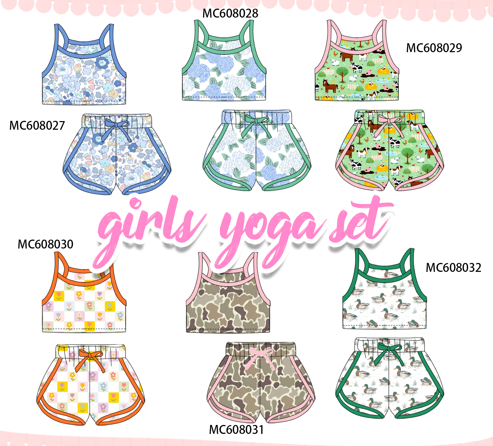PO101 Floral farm duck print girl active set collection