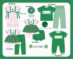 PO101 Green&pink clover embroidery ruffle stripe collection