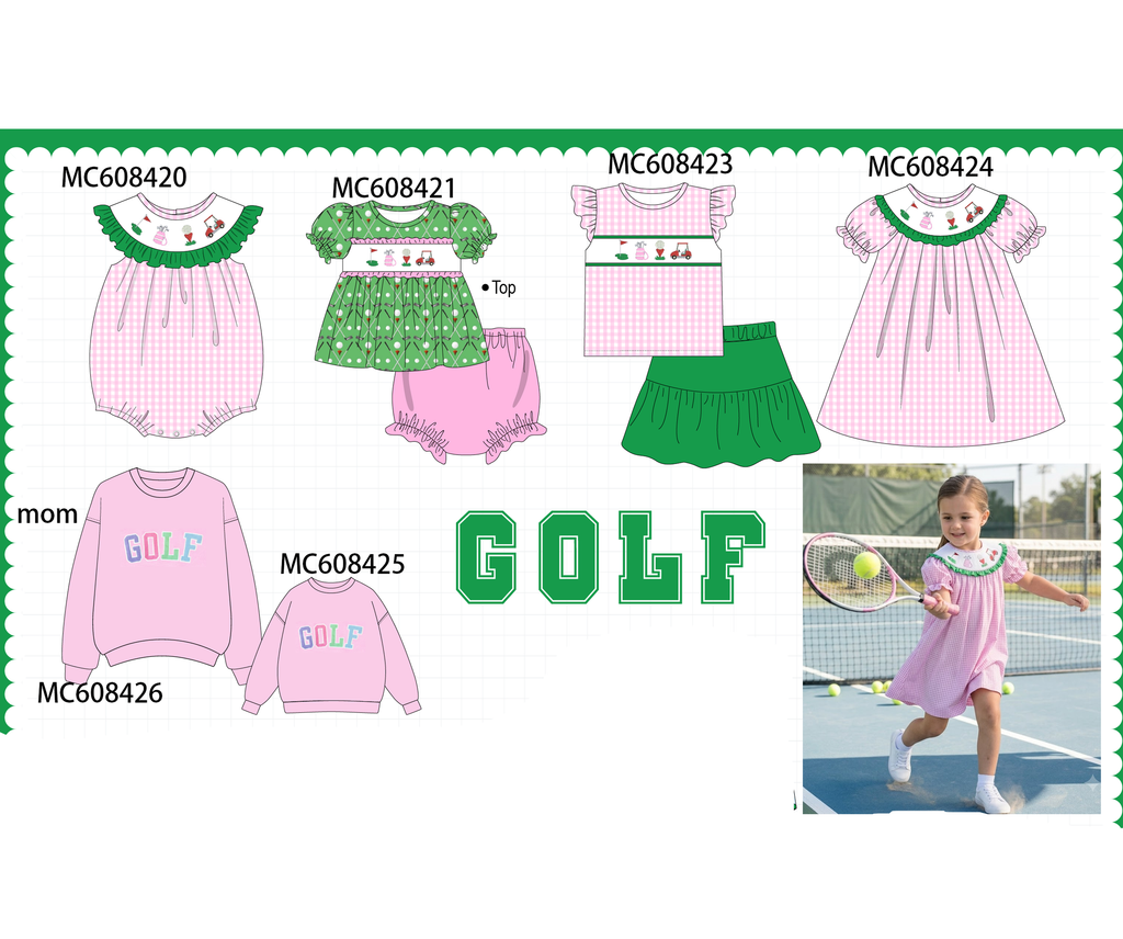 PO101 Green&pink golf embroidery collection 1