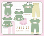 PO101 Green bunny mallard embroidery gingham collection
