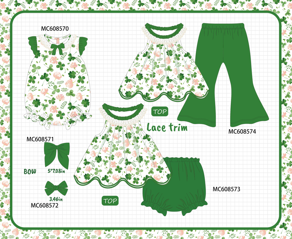 PO101 Green clover print lace collection