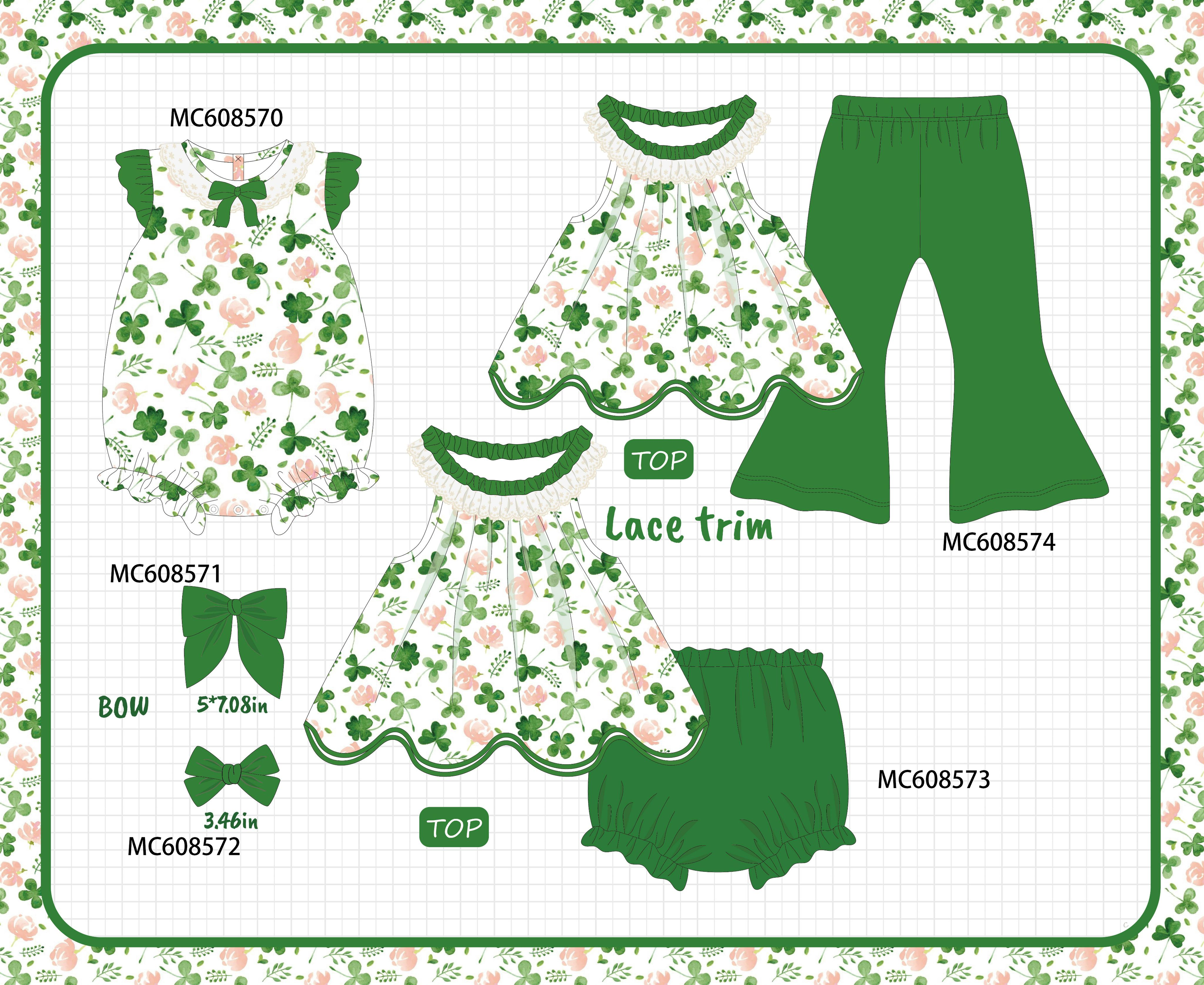 PO101 Green clover print lace collection