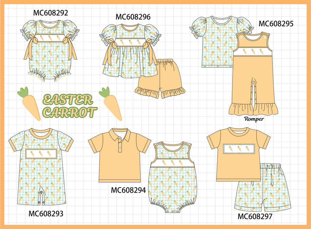 PO101 Green gingham easter carrot embroidery collection