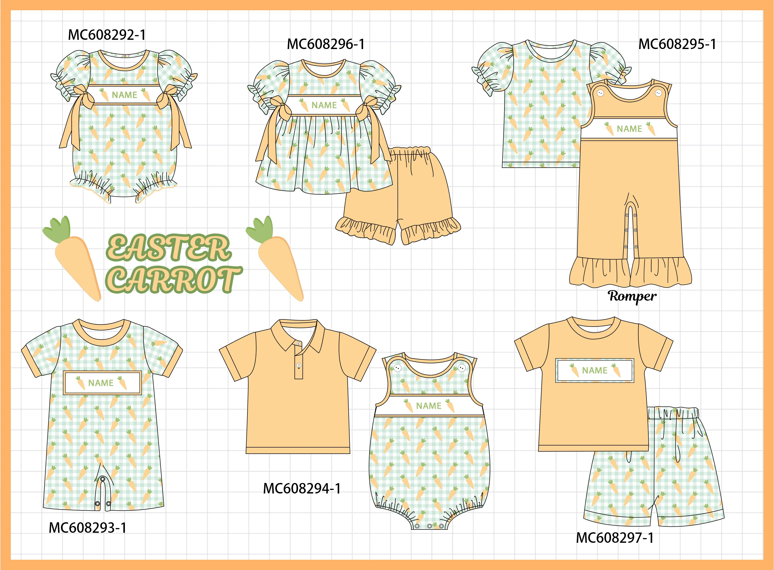 PO101 Green gingham easter carrot monogram embroidery collection