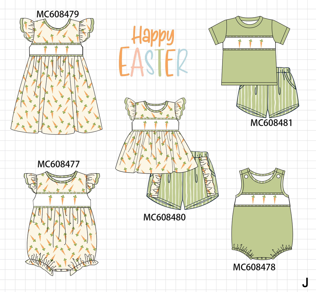PO101 Green happy easter carrot embroidery collection