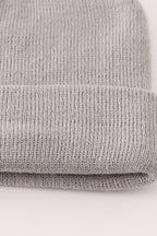 Grey ribbed basic knit beanie hat