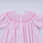 Pink christmas tree hand smocked dress