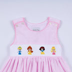 Pink princess hand smocked plaid dress