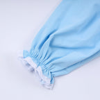 Blue nativity hand smocked ruffle pants set