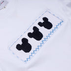 Blue character hand smocked gingham shorts set