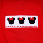 Red character hand smocked dress