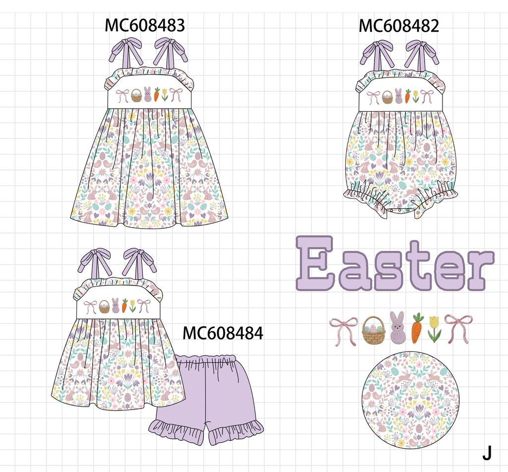 PO101 Lavender easter bunny floral ruffle collection