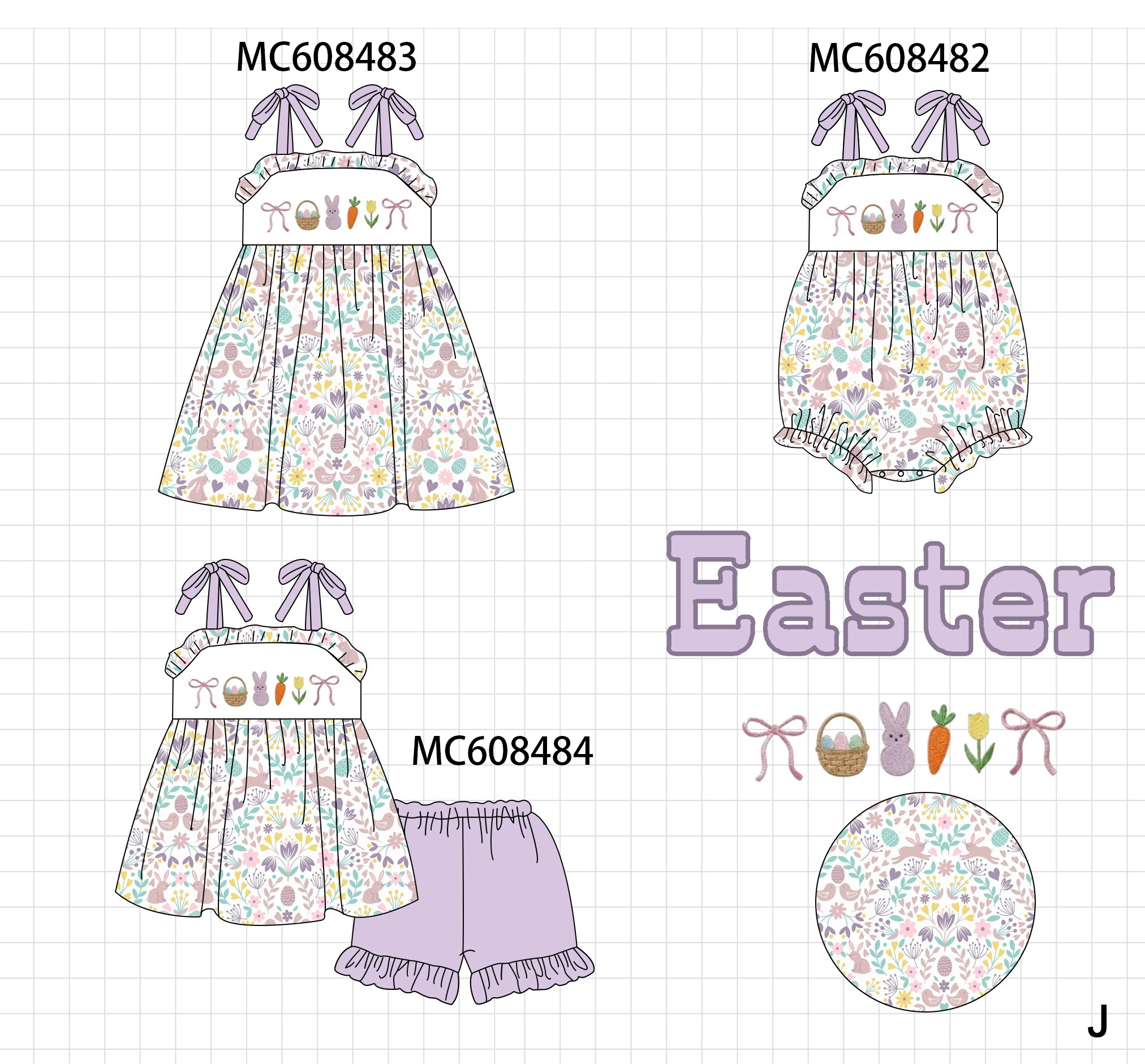 PO101 Lavender easter bunny floral ruffle collection