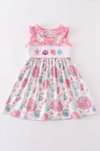 Pink Shell Embroidered Dress