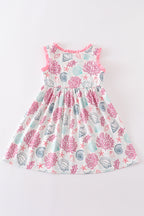 Pink Shell Embroidered Dress