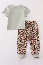 Sage camouflage deer applique pants set
