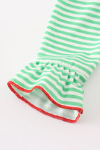 Green stripe christmas grinch girl romper