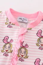 Pink stripe cindy lou who print  Zipper girl romepr