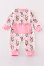 Pink stripe cindy lou who print  Zipper girl romepr