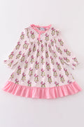 Pink stripe cindy lou who print girl dress