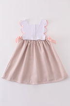 Brown Shell Starfish Embroidered Seersucker Dress