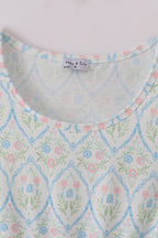 Blue delicate floral print mom dress