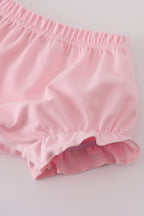 Pink Bow Embroidered Bow Bloomer Set