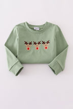 Green christmas reindeer embroidery boy set