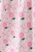 Pink bow hydrangea smocked women dress