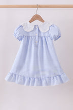 Blue Gingham Lace Ruffle Dress