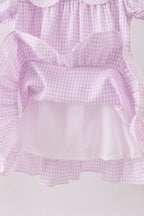 Purple Gingham Lace Ruffle Dress