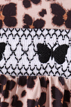 Leopard butterfly smocked ruffle bloomer set
