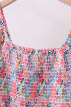 Purple floral smocked women dress