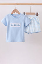 Blue Whale Embroidered Shorts Set