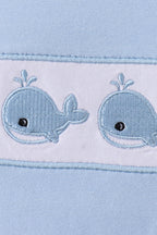 Blue Whale Embroidered Shorts Set